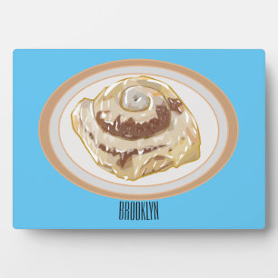 Cinnamon roll cartoon illustration plaque