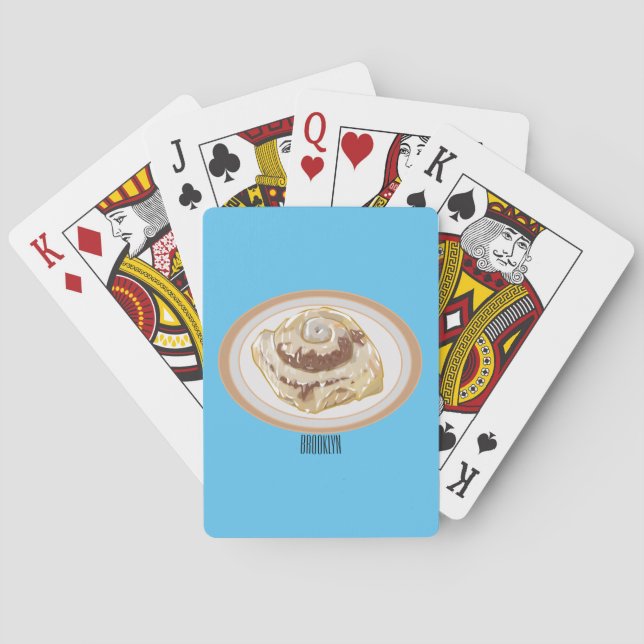 Cinnamon roll cartoon illustration poker cards (Back)
