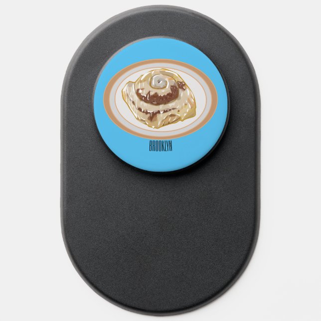 Cinnamon roll cartoon illustration PopSocket (Popsocket)