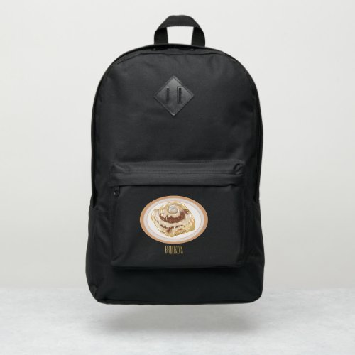 Cinnamon roll cartoon illustration port authority backpack