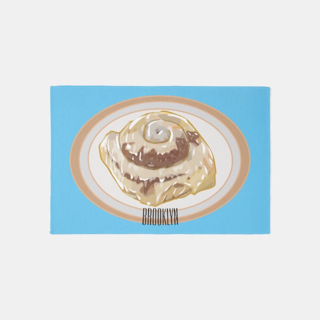 Cinnamon roll cartoon illustration  rug (Front)
