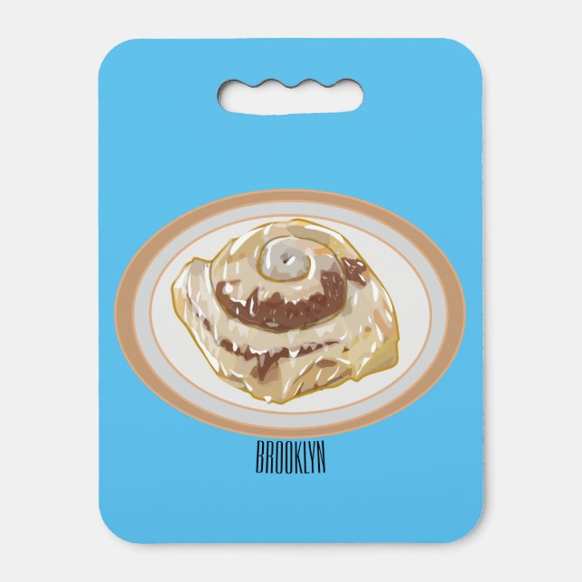 Cinnamon roll cartoon illustration  seat cushion (Front Vertical)