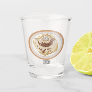 Cinnamon roll cartoon illustration shot glass