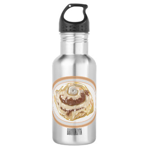 Cinnamon roll cartoon illustration stainless steel water bottle