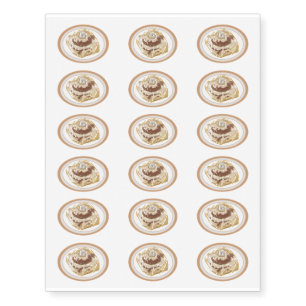 Cinnamon roll cartoon illustration temporary tattoos