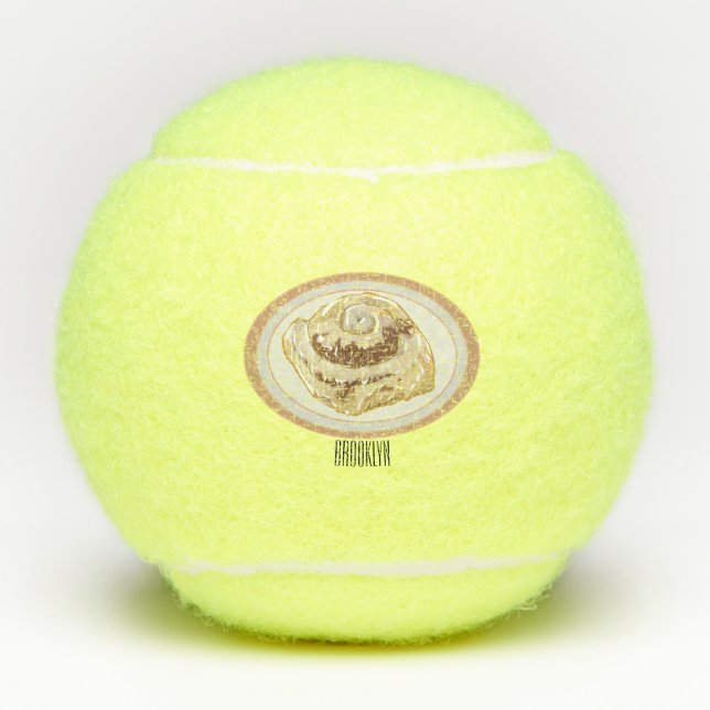 Cinnamon roll cartoon illustration  tennis balls (Front)