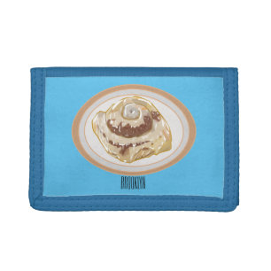 Cinnamon roll cartoon illustration tri-fold wallet