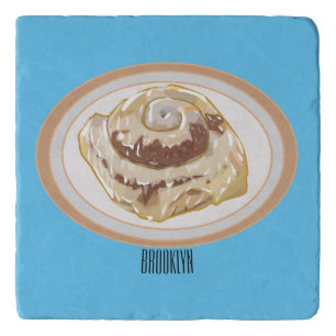 Cinnamon roll cartoon illustration trivet