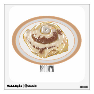 Cinnamon roll cartoon illustration wall decal