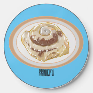 Cinnamon roll cartoon illustration wireless charger 