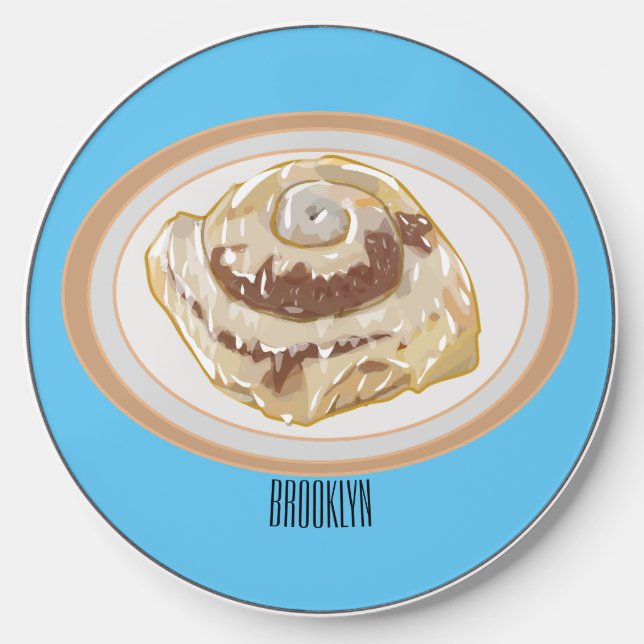 Cinnamon roll cartoon illustration wireless charger  (Front)