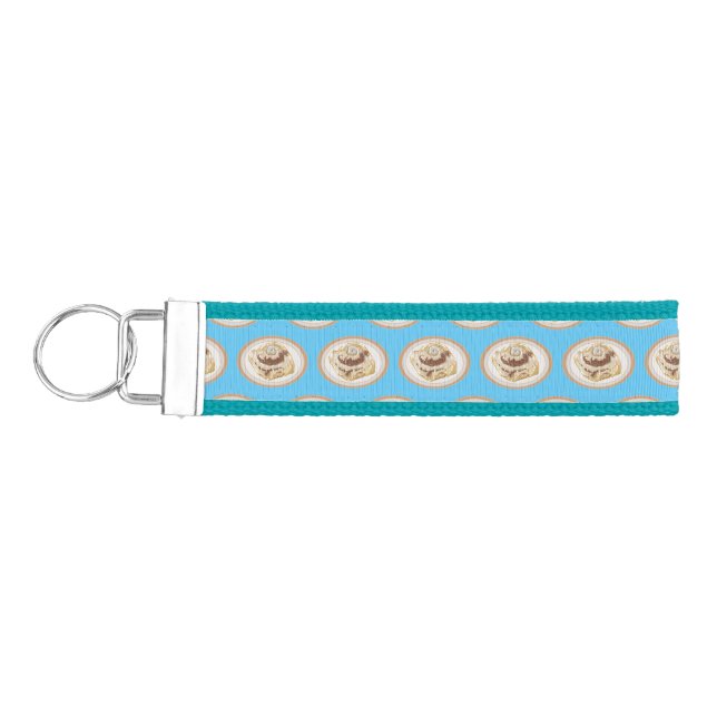 Cinnamon roll cartoon illustration   wrist keychain (Keys on Left)