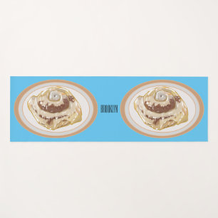 Cinnamon roll cartoon illustration yoga mat