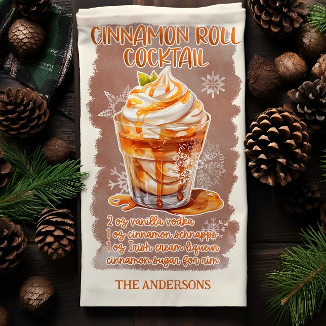 Cinnamon Roll Christmas Cocktail Recipe Custom Kitchen Towel (Creator Uploaded)