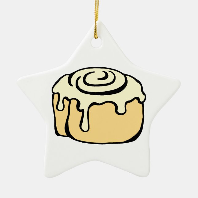 Cinnamon Roll Honey Bun Cartoon Design Funny Ceramic Ornament (Front)