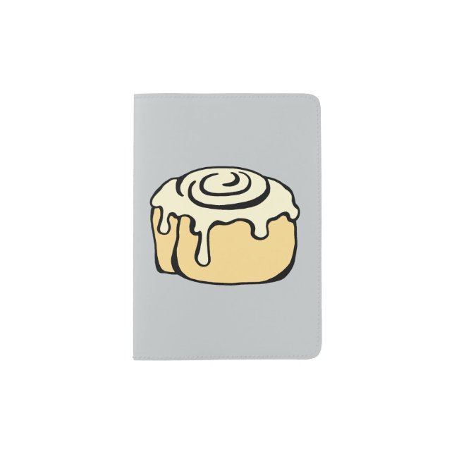 Cinnamon Roll Honey Bun Cartoon Design Funny Grey Passport Holder (Front)
