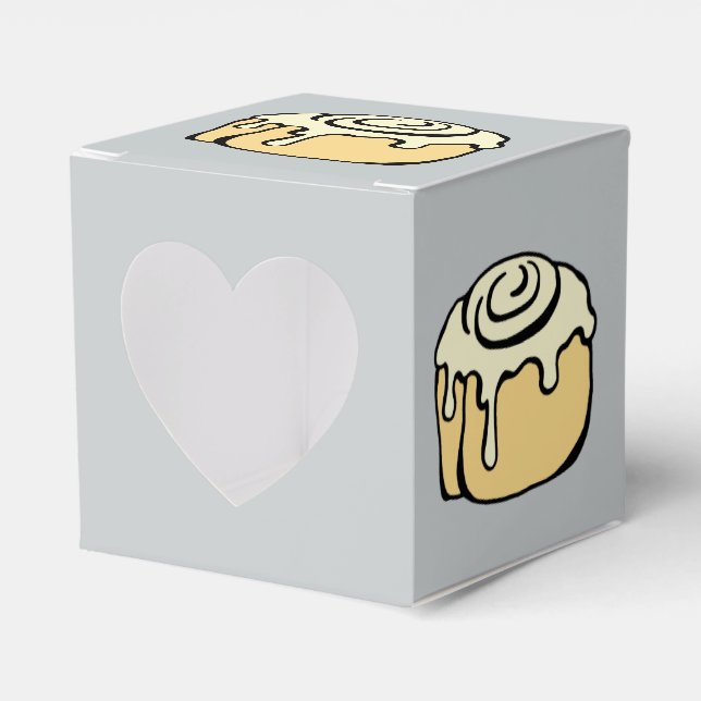 Cinnamon Roll Honey Bun Cartoon Design White Cute Favor Boxes (Front Side)