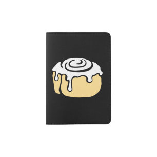 Cinnamon Roll Honey Bun Cute Cartoon Design Black Passport Holder