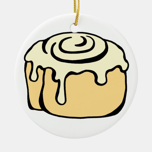 Cinnamon Roll Honey Bun Cute Cartoon Design Ceramic Ornament (Front)
