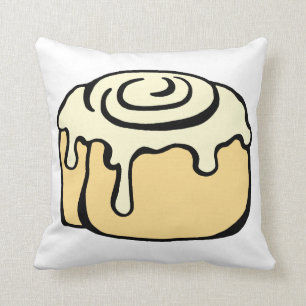 Cinnamon Roll Honey Bun Cute Cartoon Design White Throw Pillow