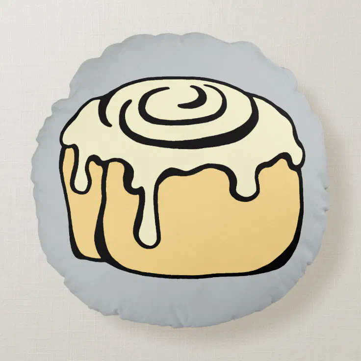 Cinnamon Roll Honey Bun Cute Funny Cartoon Grey Round Pillow Zazzle