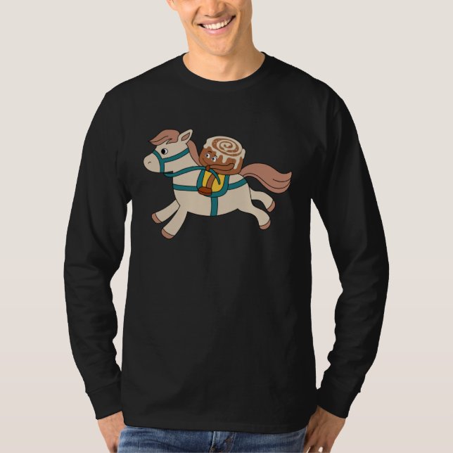 Cinnamon Roll is Horseriding Ironic Horse Illustra T-Shirt (Front)
