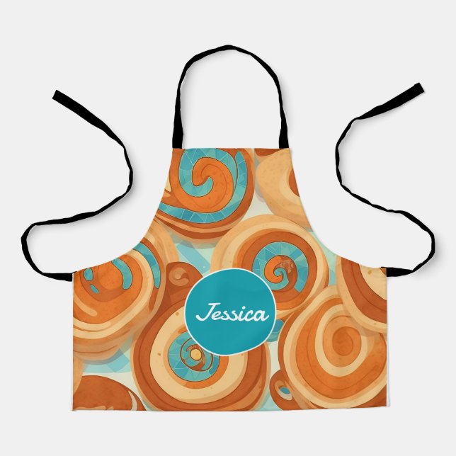 Cinnamon roll Mosaic Colorful Personalized Pattern Apron (Front)