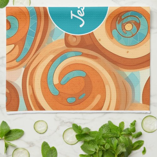 Cinnamon roll Mosaic Colorful Personalized Pattern Kitchen Towel