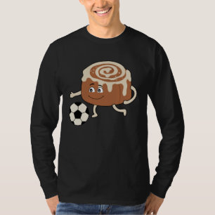 Cinnamon Roll Playing Soccer Ironic Illustration T-Shirt