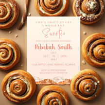 Cinnamon Roll Shower Invitation with Watercolor