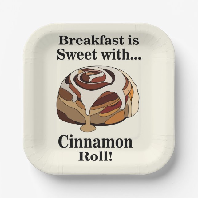 Cinnamon Roll Sweet Bun Breakfast Party Paper Plates (Front)