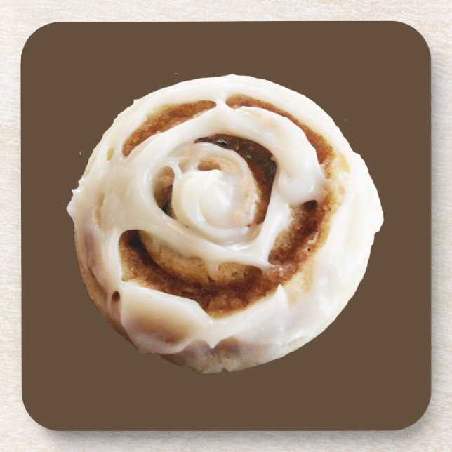 Cinnamon Roll with Icing Beverage Coaster (Front)