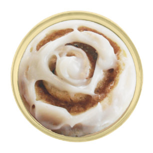 Cinnamon Roll with Icing Gold Finish Lapel Pin