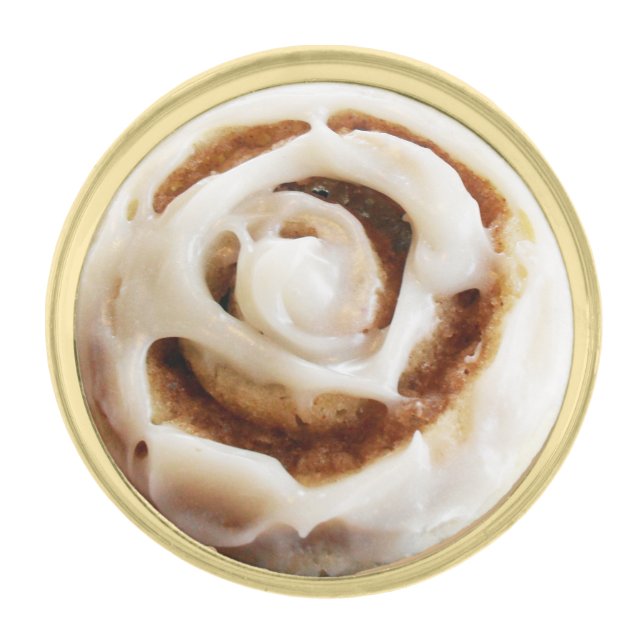 Cinnamon Roll with Icing Gold Finish Lapel Pin (Front)