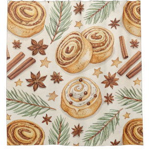 Cinnamon Rolls and Spices - Holiday Baking Shower Curtain