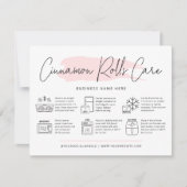 Cinnamon Rolls Care & Reheating Guide Pink Bakery Thank You Card (Front)