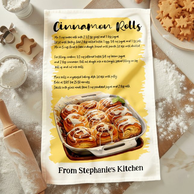 Cinnamon Rolls Recipe Personalized Kitchen Towel (Creator Uploaded)