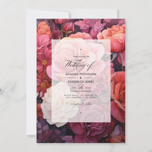Cinnamon Rose and Dusty Rose Floral Wedding Invitation