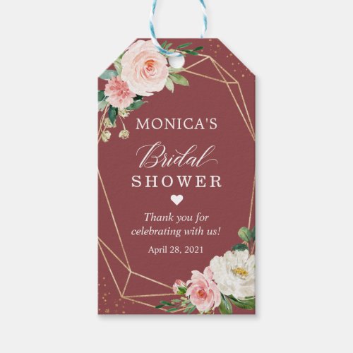 Cinnamon Rose Blush Floral Bridal Shower Favor Gift Tags