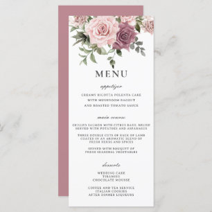 Cinnamon Rose Blush Floral Greenery Wedding Menu