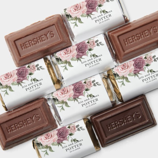 Cinnamon Rose Blush Floral Wedding Bonbonniere Hershey's Miniatures (Assorted)
