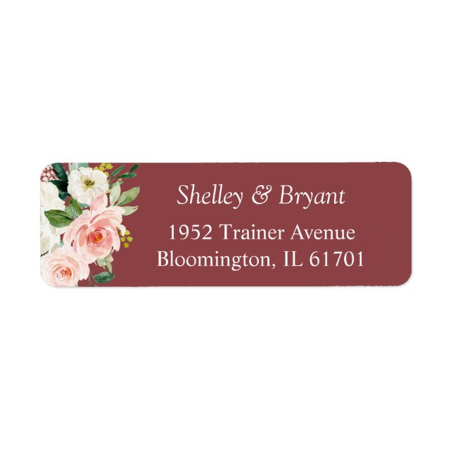 Cinnamon Rose Blush Pink Watercolor Floral Label (Front)