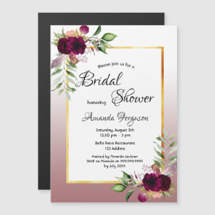 Cinnamon rose bridal shower magnetic invitation