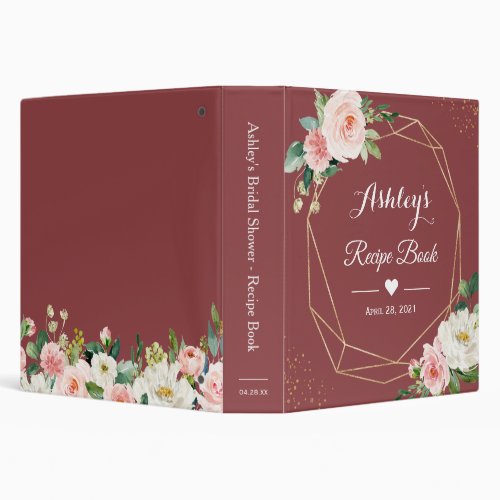 Cinnamon Rose Floral Bridal Shower Recipe Book 3 Ring Binder - Elegant Cinnamon Rose Blush Floral Bridal Shower Recipe Book 3 Ring Binder. 
(1) For further customization, please click the "customize further" link and use our design tool to modify this template. 
(2) If you need help or matching items, please contact me.