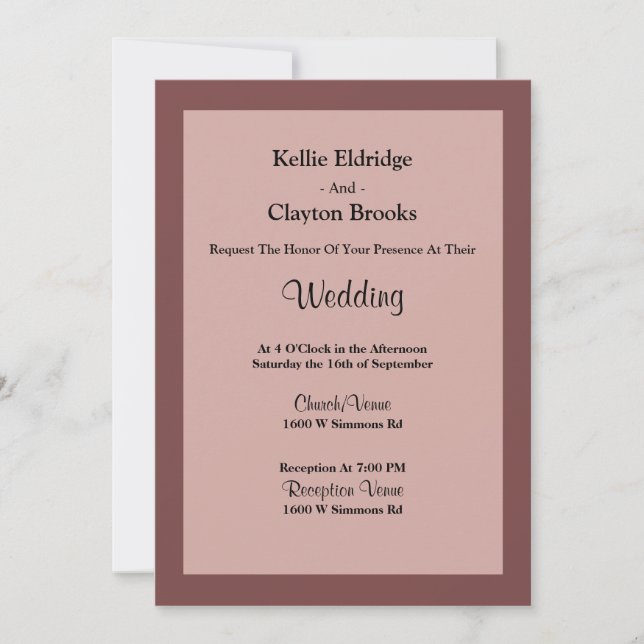 Cinnamon Rose Framed Wedding Invitation (Front)