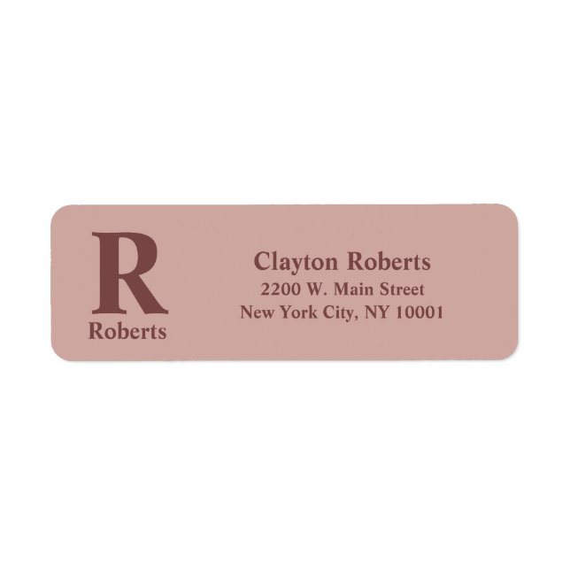 Cinnamon Rose Initial/First/Family Name Label (Front)