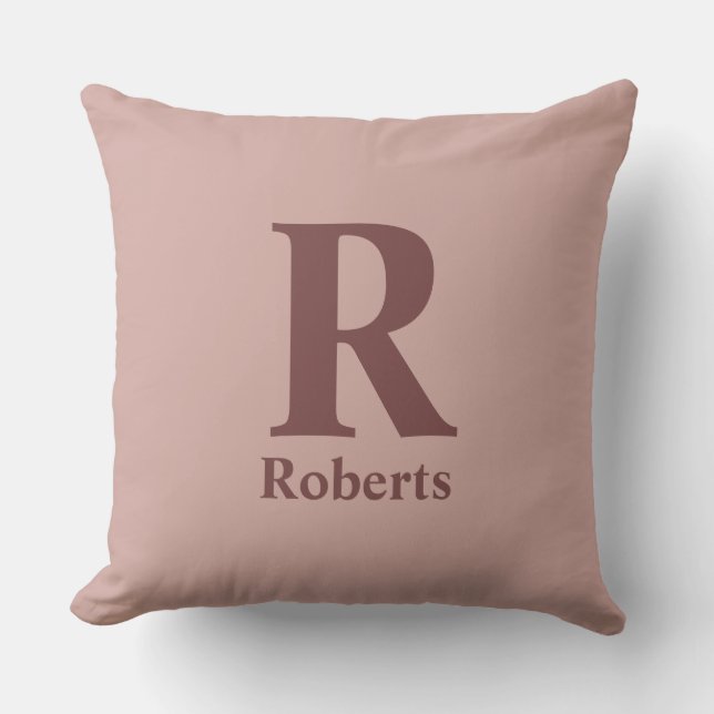 Cinnamon Rose Initial/First/Family Name Throw Pillow (Front)