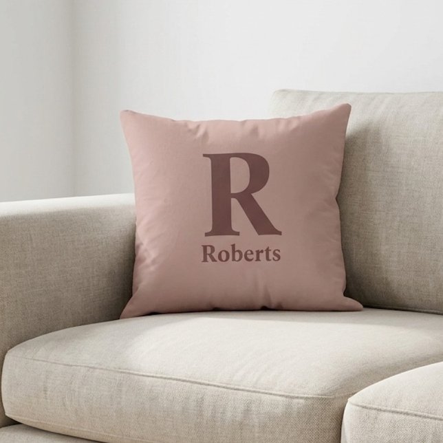 Cinnamon Rose Initial/First/Family Name Throw Pillow (Creator Uploaded)