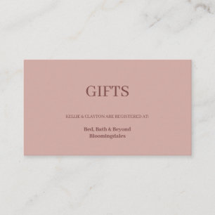 Cinnamon Rose Modern Minimalist Gift Registry Enclosure Card