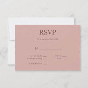 Cinnamon Rose Modern Minimalist Wedding RSVP Card